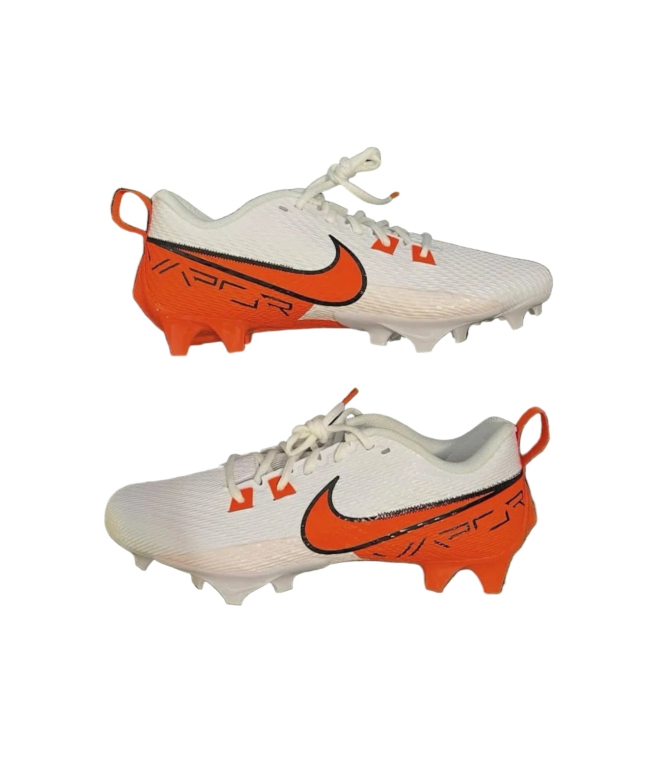 Orange and white Nike vapor