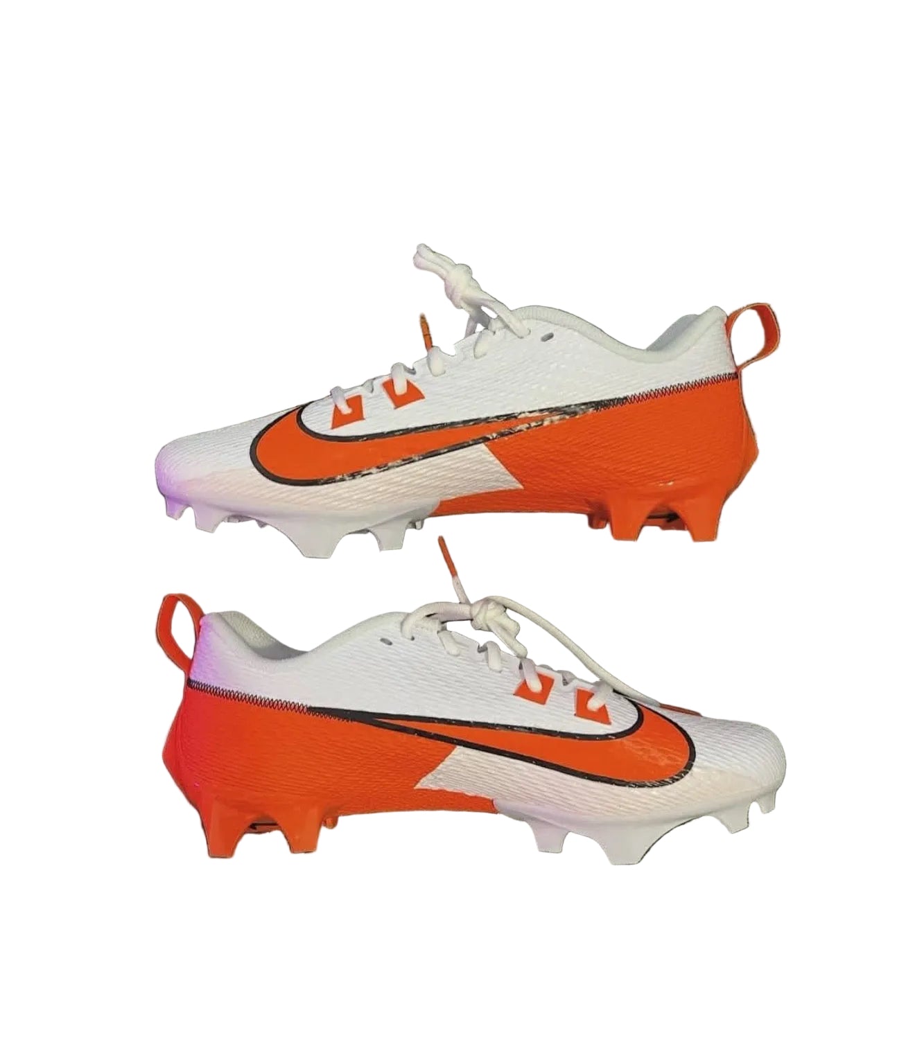 Orange and white Nike vapor